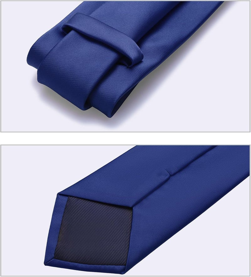 Murong Men's Ties Solid Color Pure Polyester Plain Fine Stripes Necktie Ties For Men - Image 4